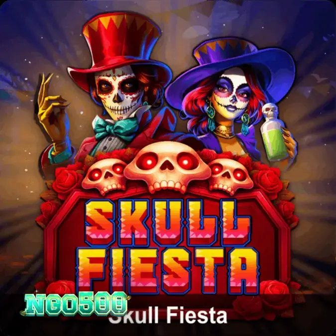 Tampilan visual slot Skull Fiesta dengan tema Day of the Dead dan simbol tengkorak.