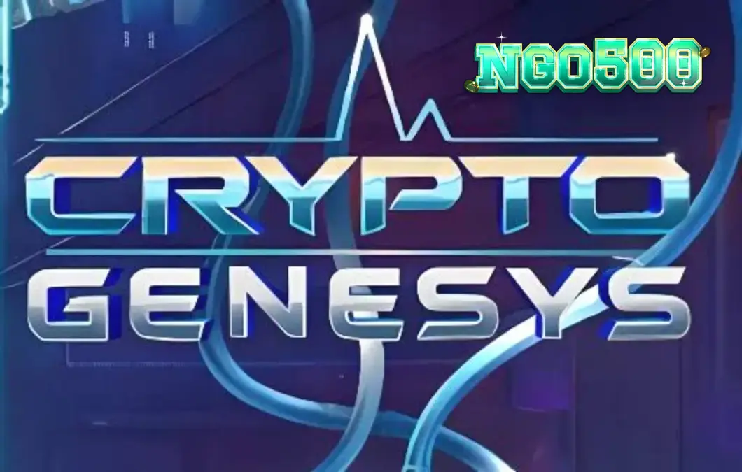 Tampilan visual futuristik slot Crypto Genesys dengan elemen cyberpunk